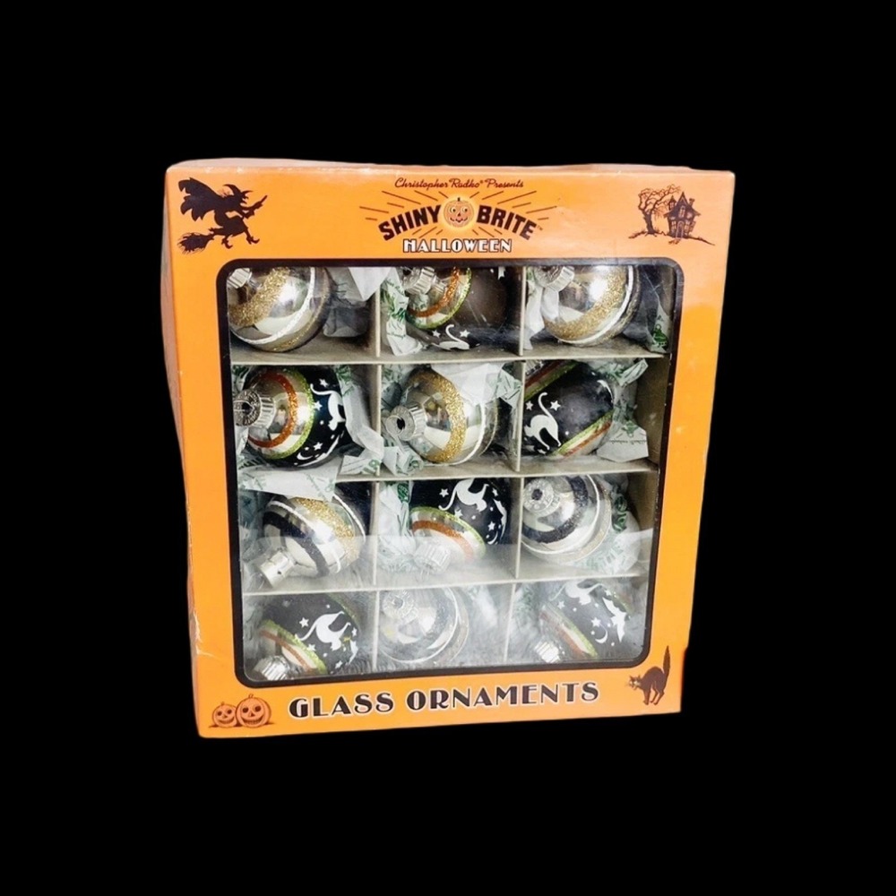 Shiny Brite Halloween Ball Multicolor Reflector Mini Ornament Set of 12 1.2"